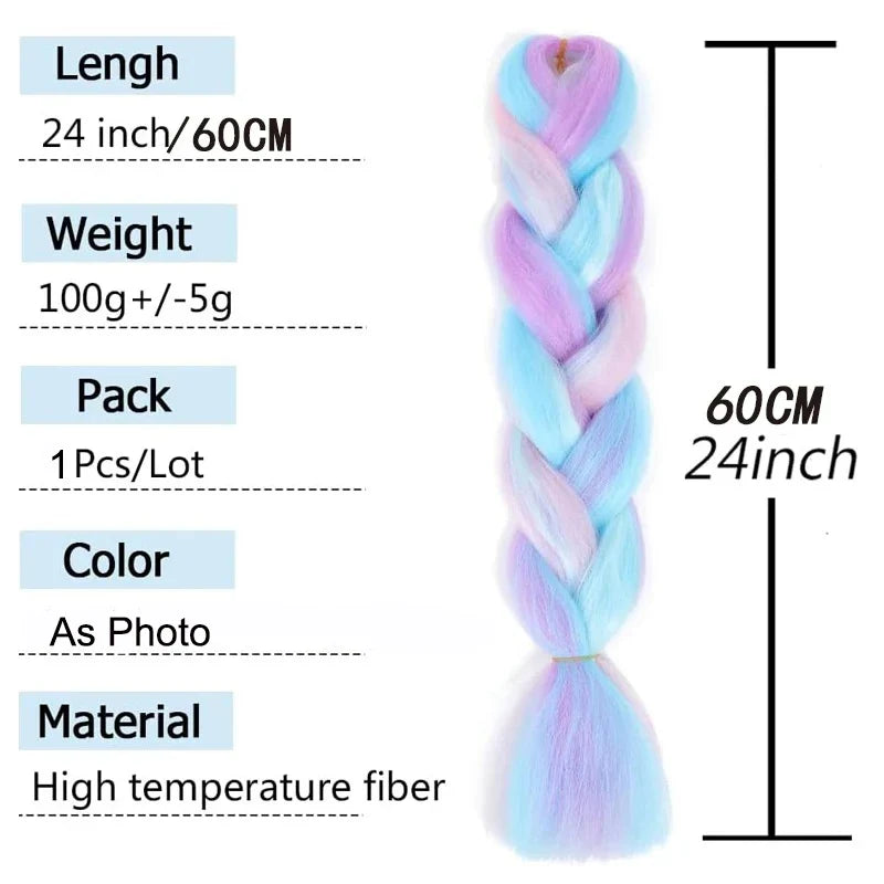 24" Synthetic Braiding Hair Extensions — Heat Resistant