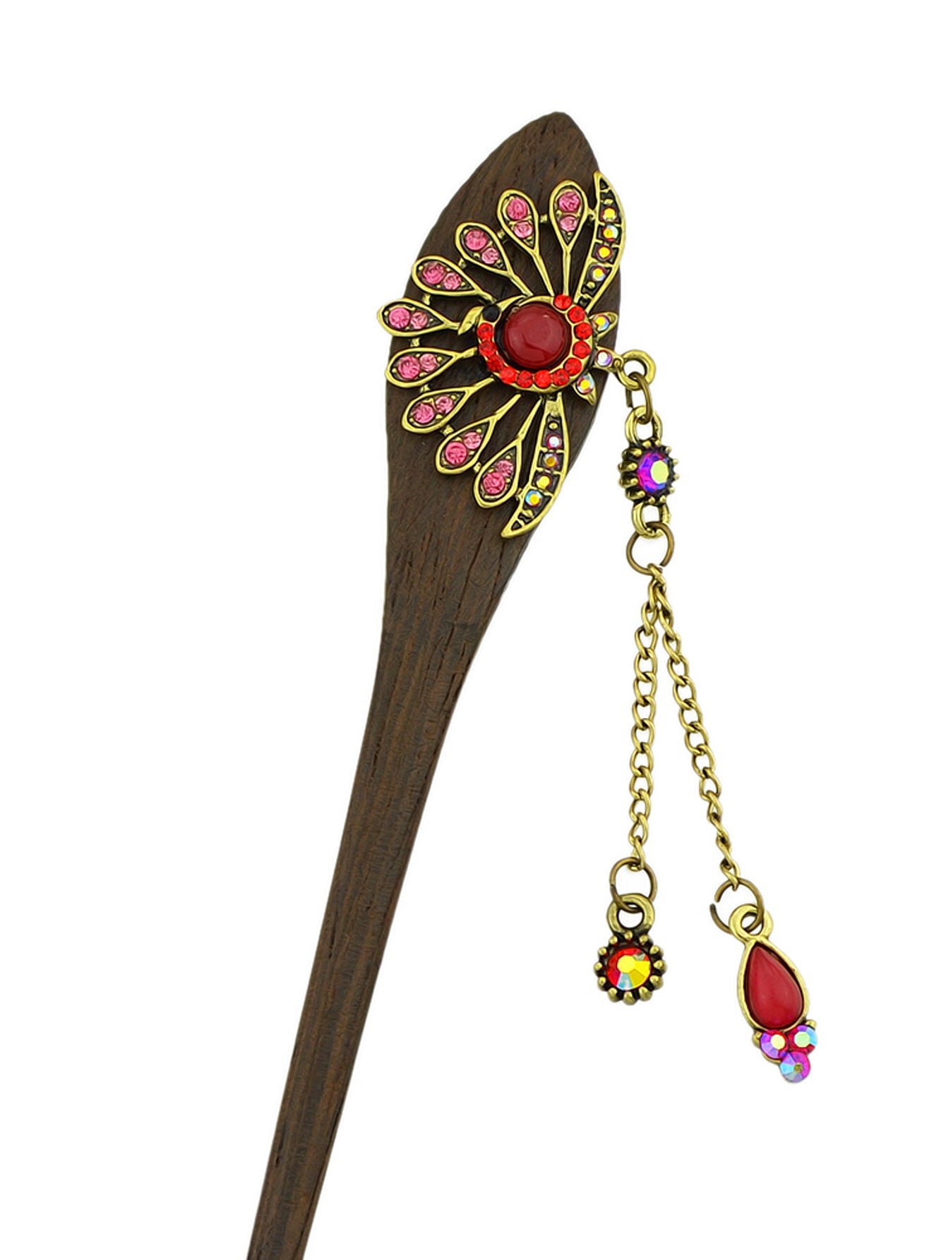 Traditional Style Colorful Rhinestone Peacock Hair Sticks Women Hair Accessories