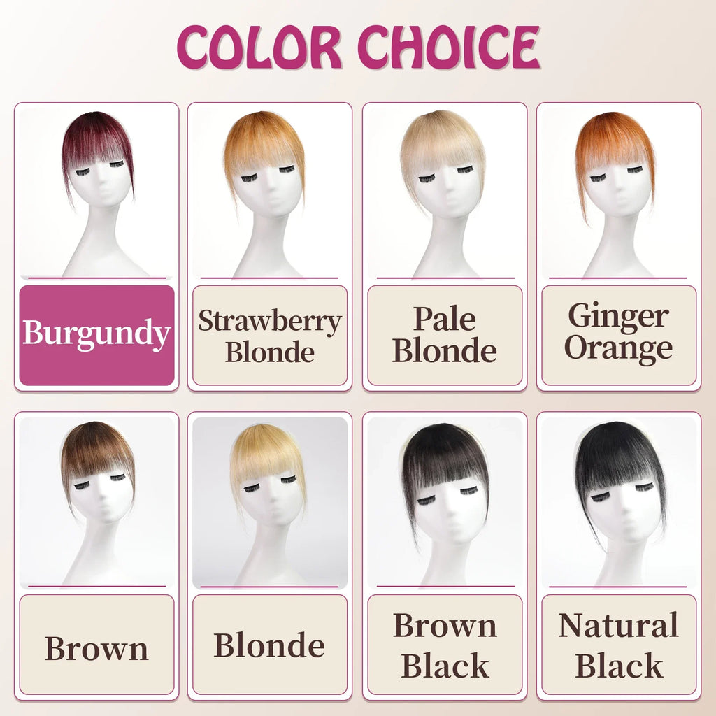 Burgundy Clip In Bangs 100% Real Human Hair Extensions