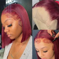 Burgundy Bob Lace Front Wig — 100% Remy Brazilian Hair