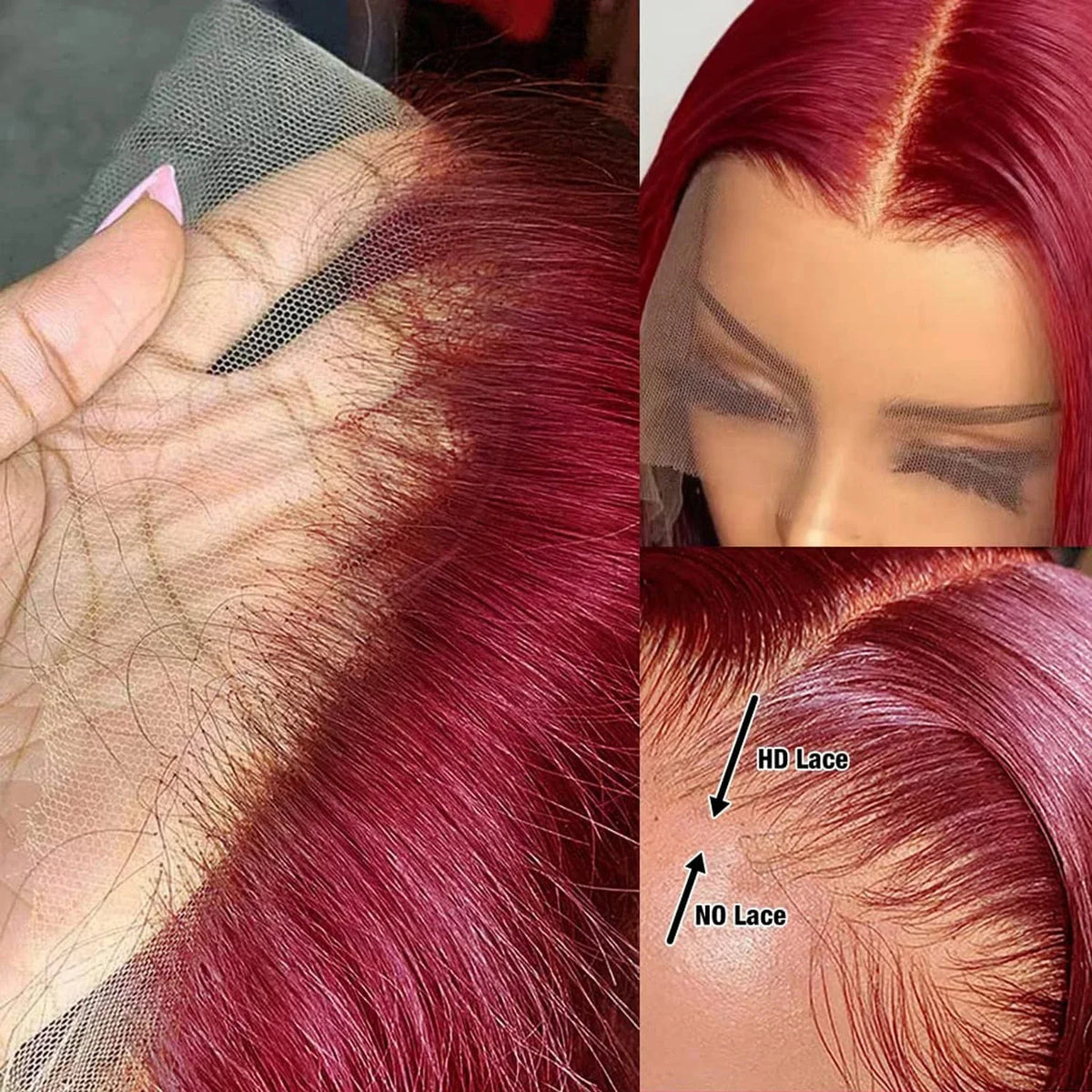 Burgundy Bob Lace Front Wig — 100% Remy Brazilian Hair