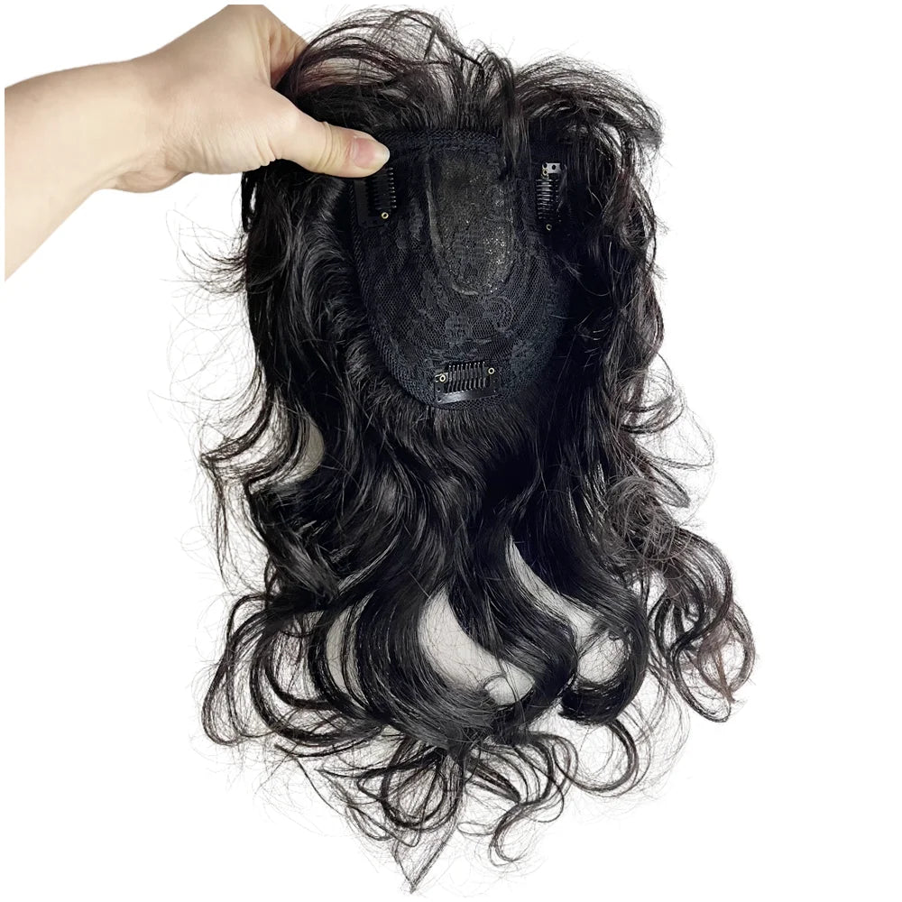 Natural Body Wavy Clip In Human Hair Topper