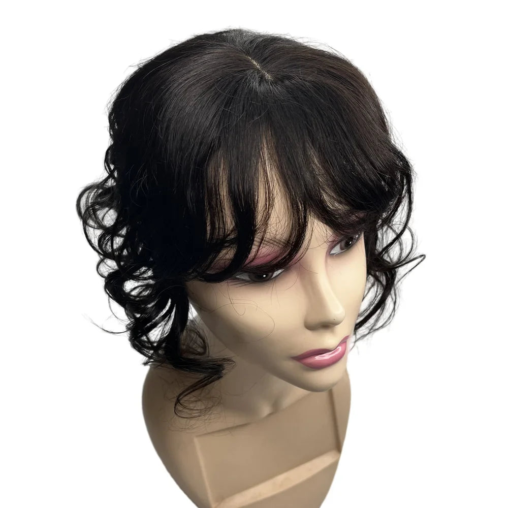 Natural Body Wavy Clip In Human Hair Topper
