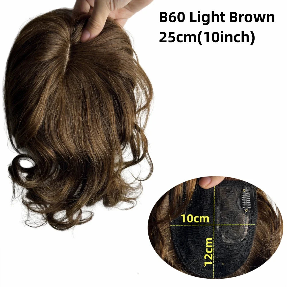 Natural Body Wavy Clip In Human Hair Topper