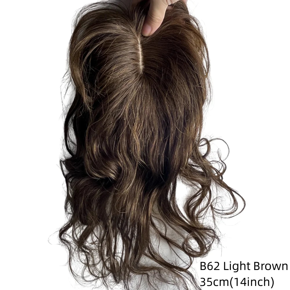 Natural Body Wavy Clip In Human Hair Topper