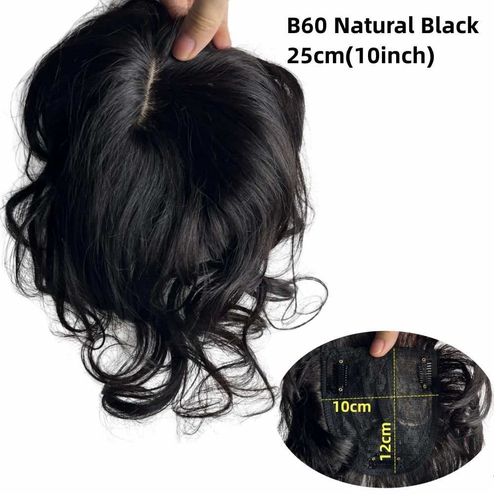 Natural Body Wavy Clip In Human Hair Topper