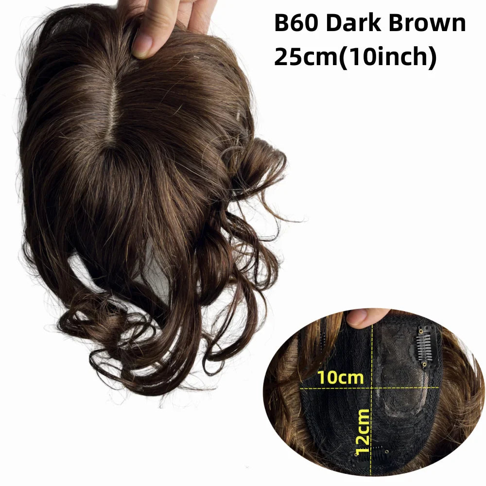 Natural Body Wavy Clip In Human Hair Topper