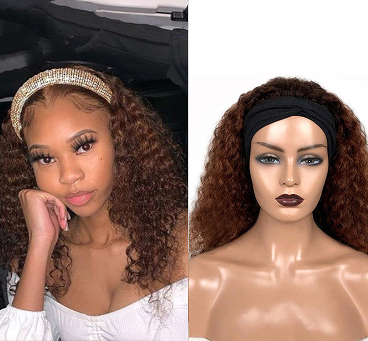 Natural Style Human Hair Jerry Curly Headband Wig