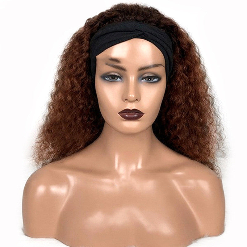 Natural Style Human Hair Jerry Curly Headband Wig