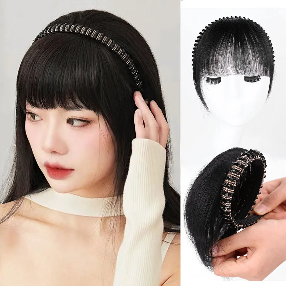 Real Human Hair Short Straight Bangs Extension