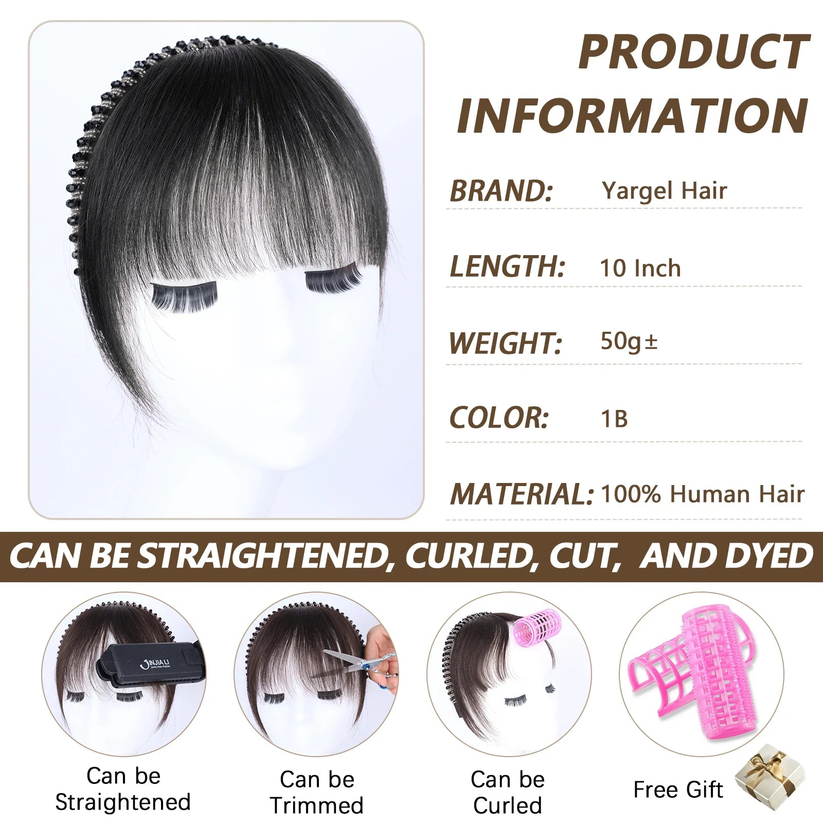Real Human Hair Short Straight Bangs Extension
