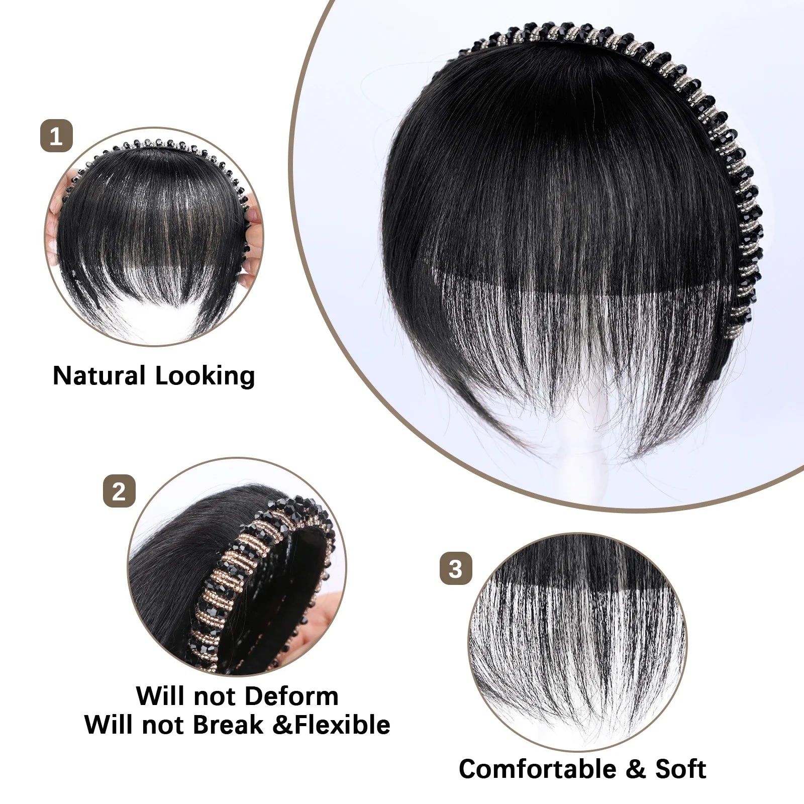 Real Human Hair Short Straight Bangs Extension