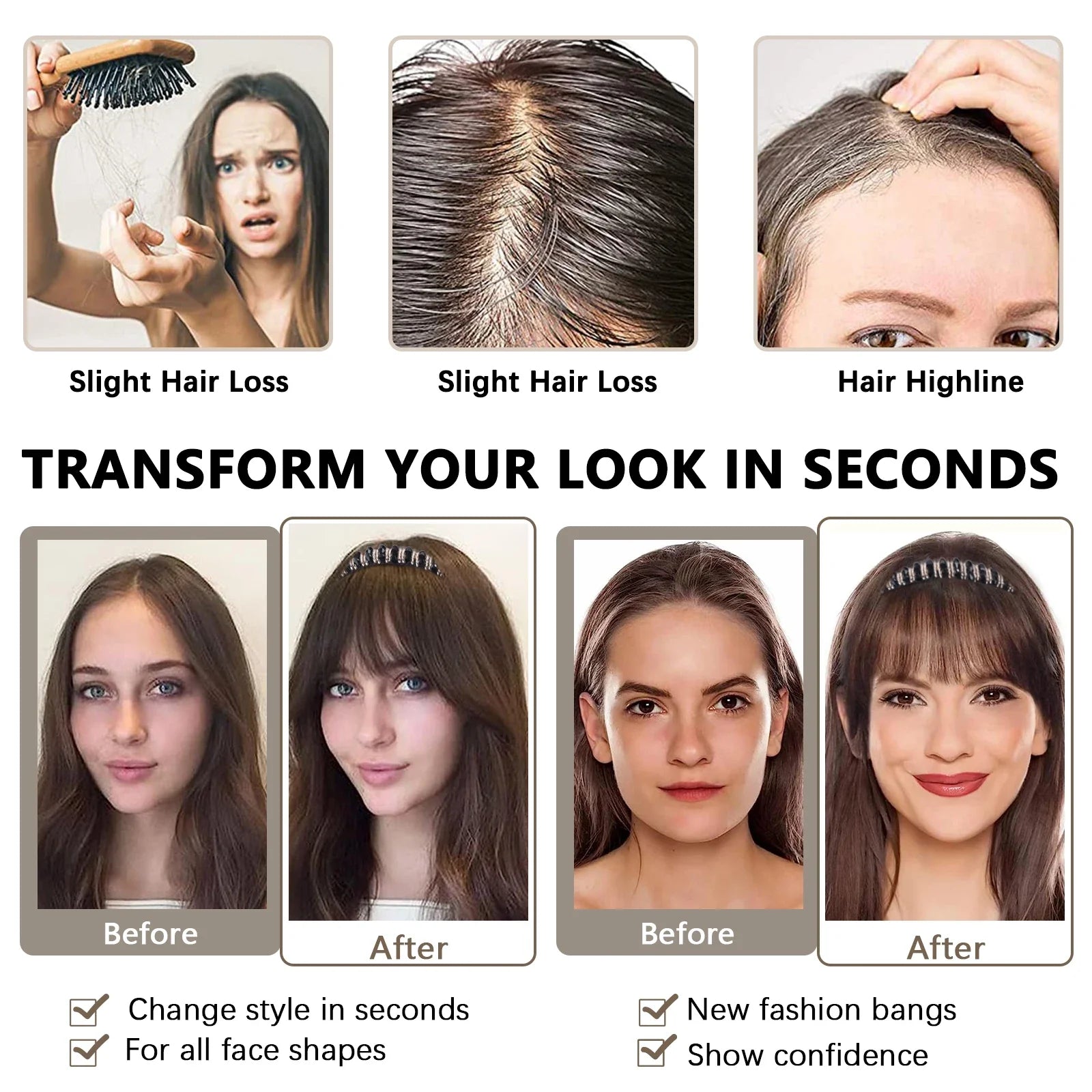 Real Human Hair Short Straight Bangs Extension