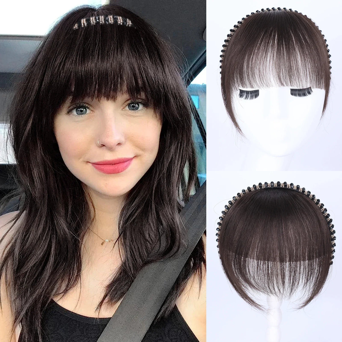 Real Human Hair Short Straight Bangs Extension