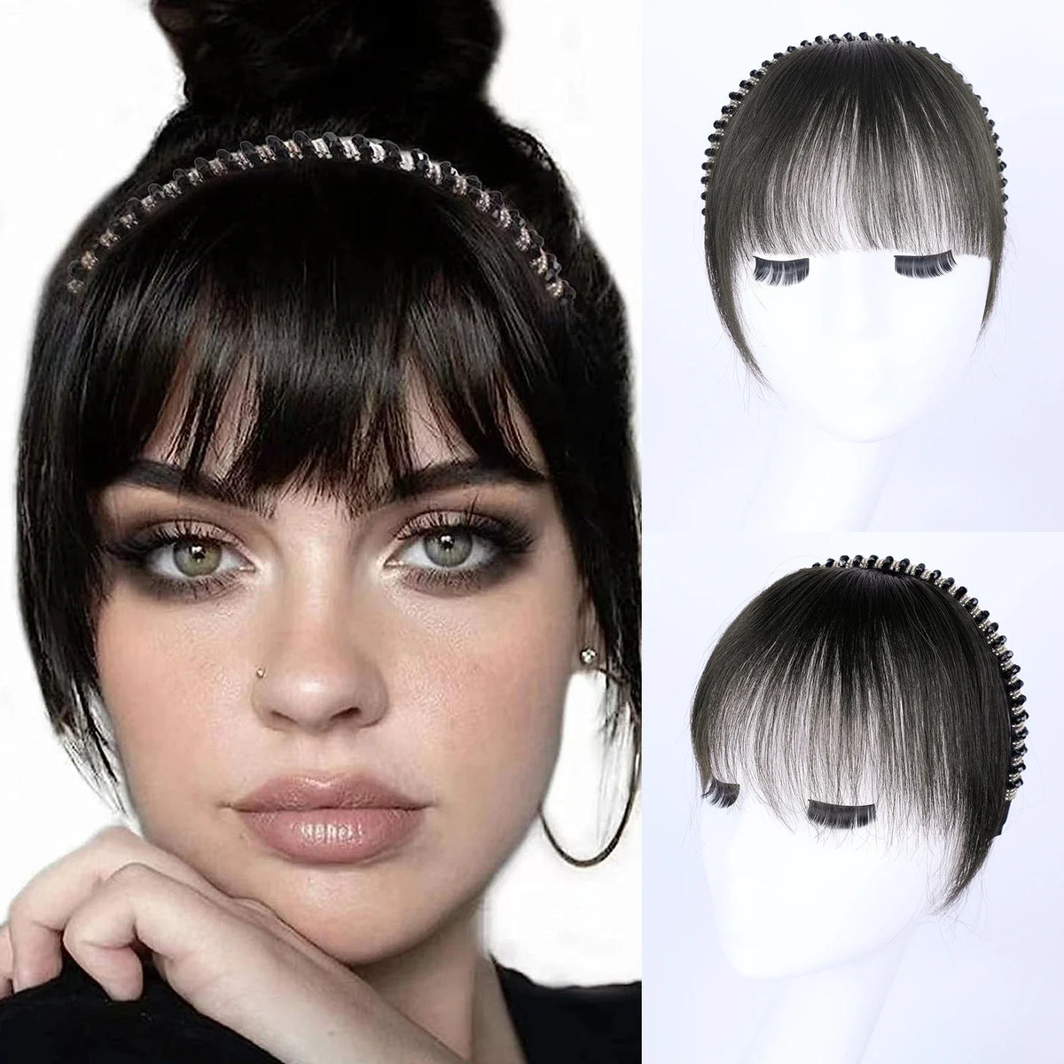 Real Human Hair Short Straight Bangs Extension