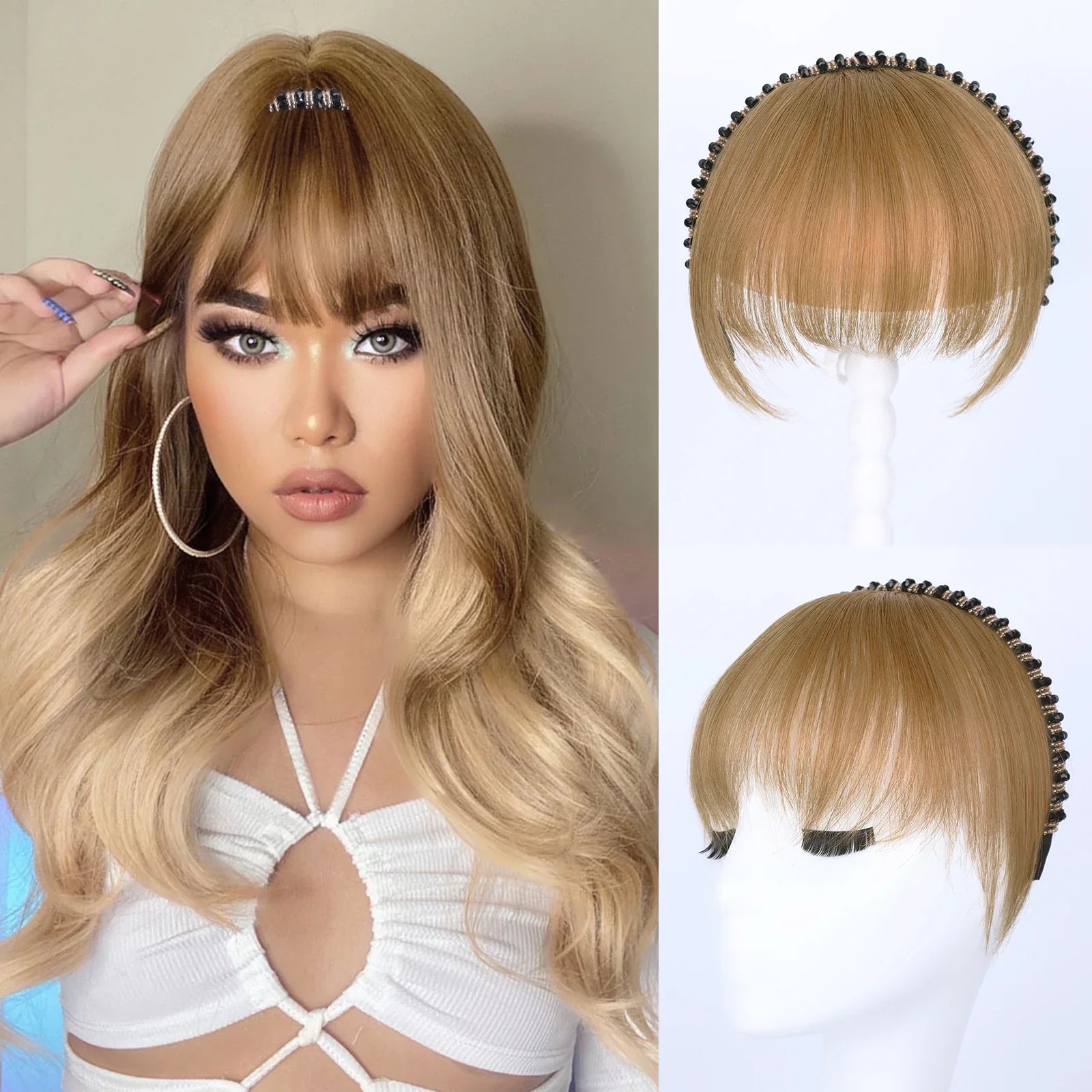 Real Human Hair Short Straight Bangs Extension