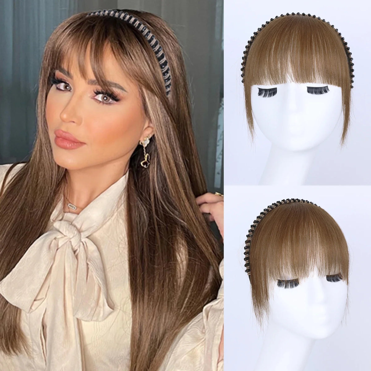 Real Human Hair Short Straight Bangs Extension