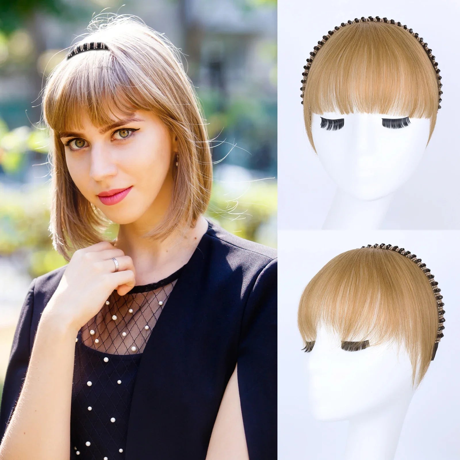 Real Human Hair Short Straight Bangs Extension