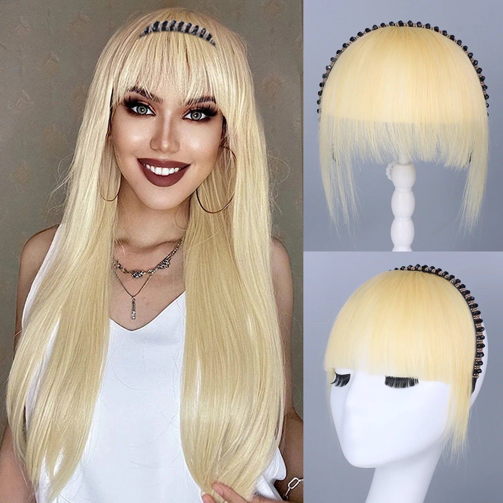 Real Human Hair Short Straight Bangs Extension