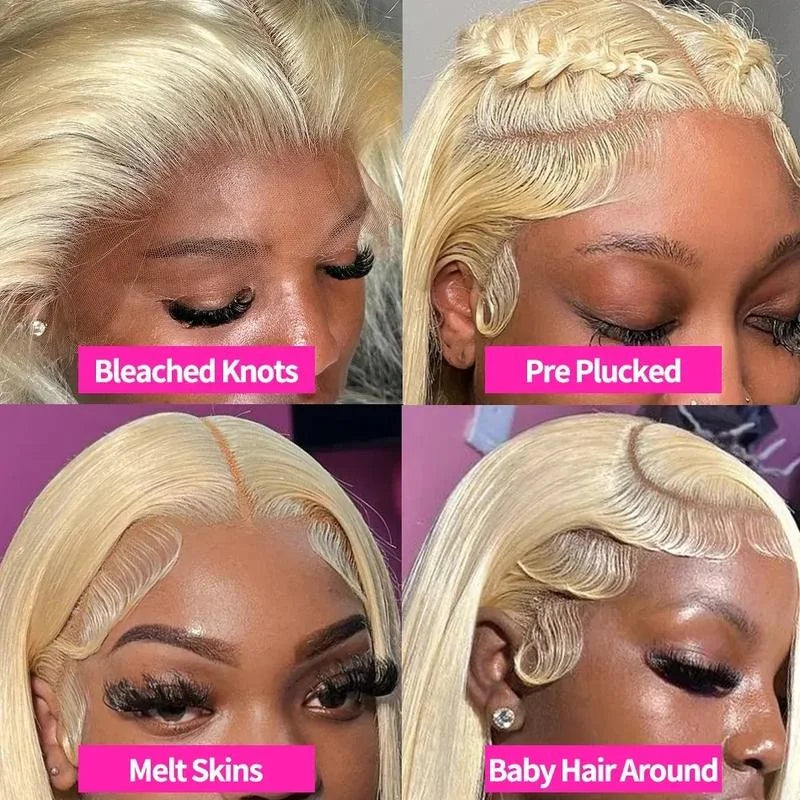 613 Blonde Straight Human Hair Wig – 13x4 & 13x6 HD Lace Frontal | Pre-Plucked