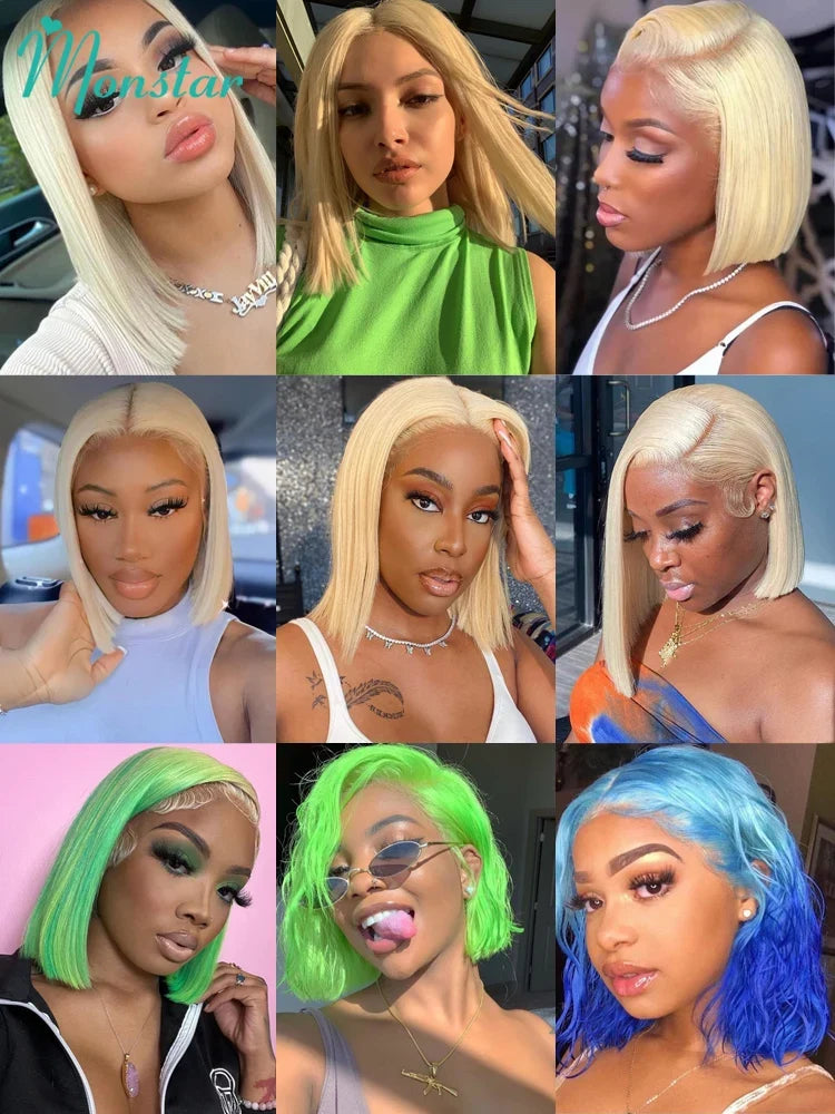 613 Blonde Bob Wig – Brazilian Remy Straight Hair | 13x4 & 13x6 HD Lace Frontal