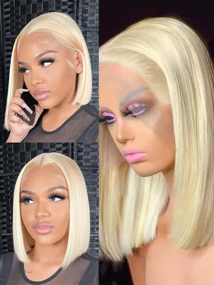 613 Blonde Bob Wig – Brazilian Remy Straight Hair | 13x4 & 13x6 HD Lace Frontal