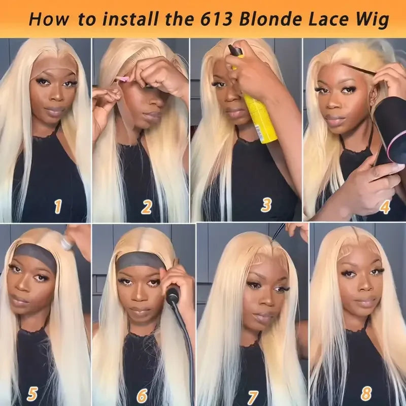 613 Blonde Straight Human Hair Wig – 13x4 & 13x6 HD Lace Frontal | Pre-Plucked