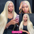 613 Blonde Straight Human Hair Wig – 13x4 & 13x6 HD Lace Frontal | Pre-Plucked