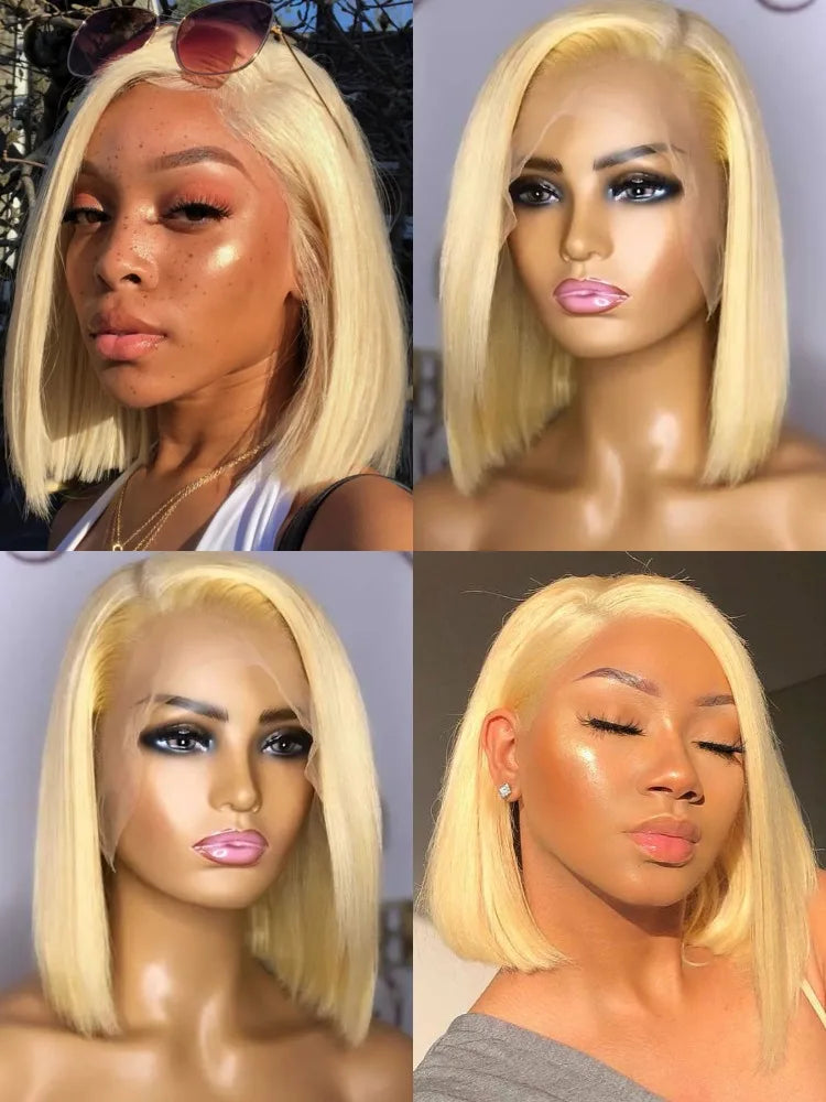613 Blonde Bob Wig – Brazilian Remy Straight Hair | 13x4 & 13x6 HD Lace Frontal