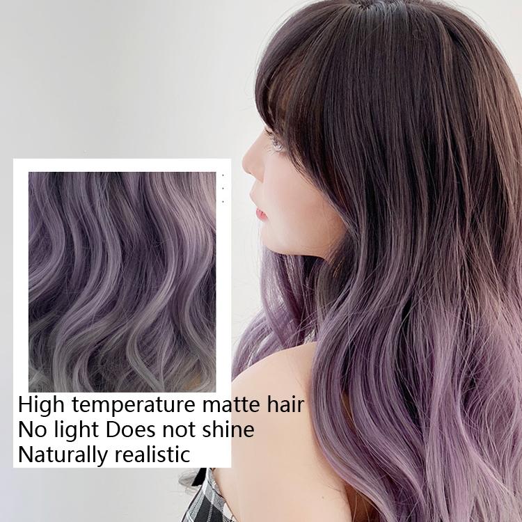 65cm Gradient Big Wave Curly Wig with Full Bangs