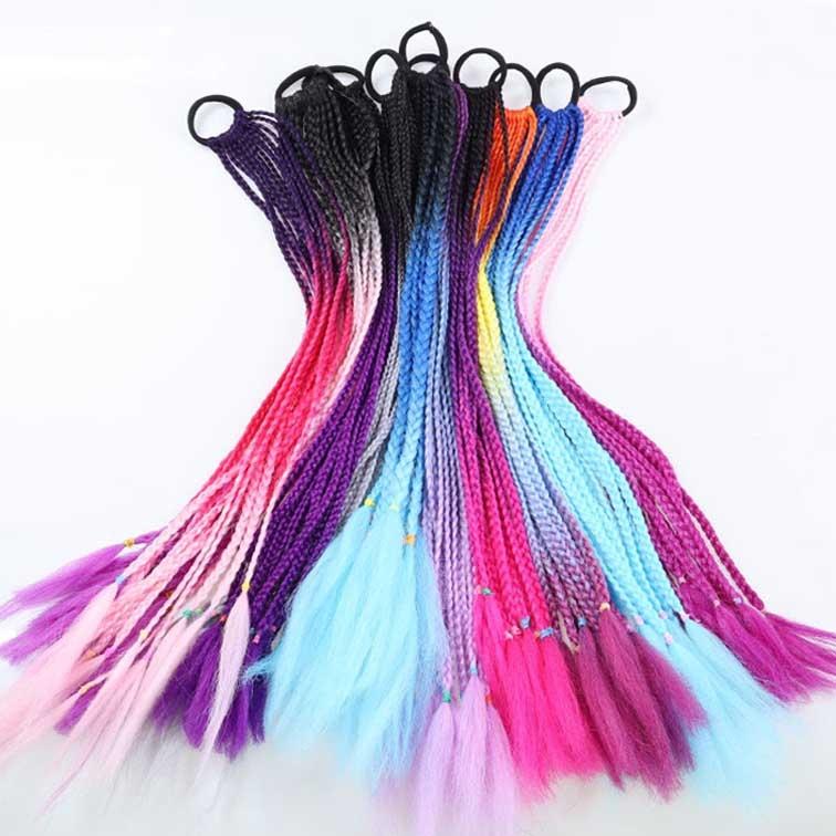 Colourful Braid Hair Band Dreadlock Ponytail - Corn Silk