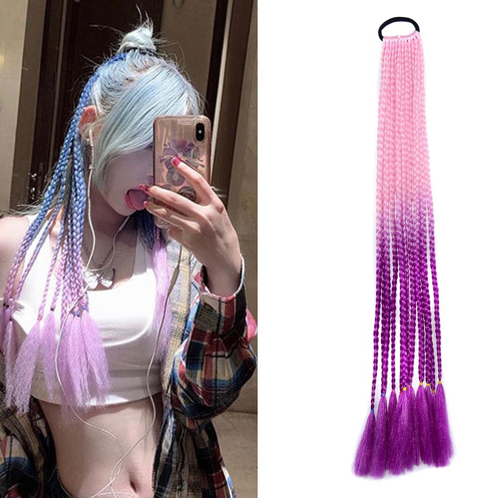 Colourful Braid Hair Band Dreadlock Ponytail - Corn Silk